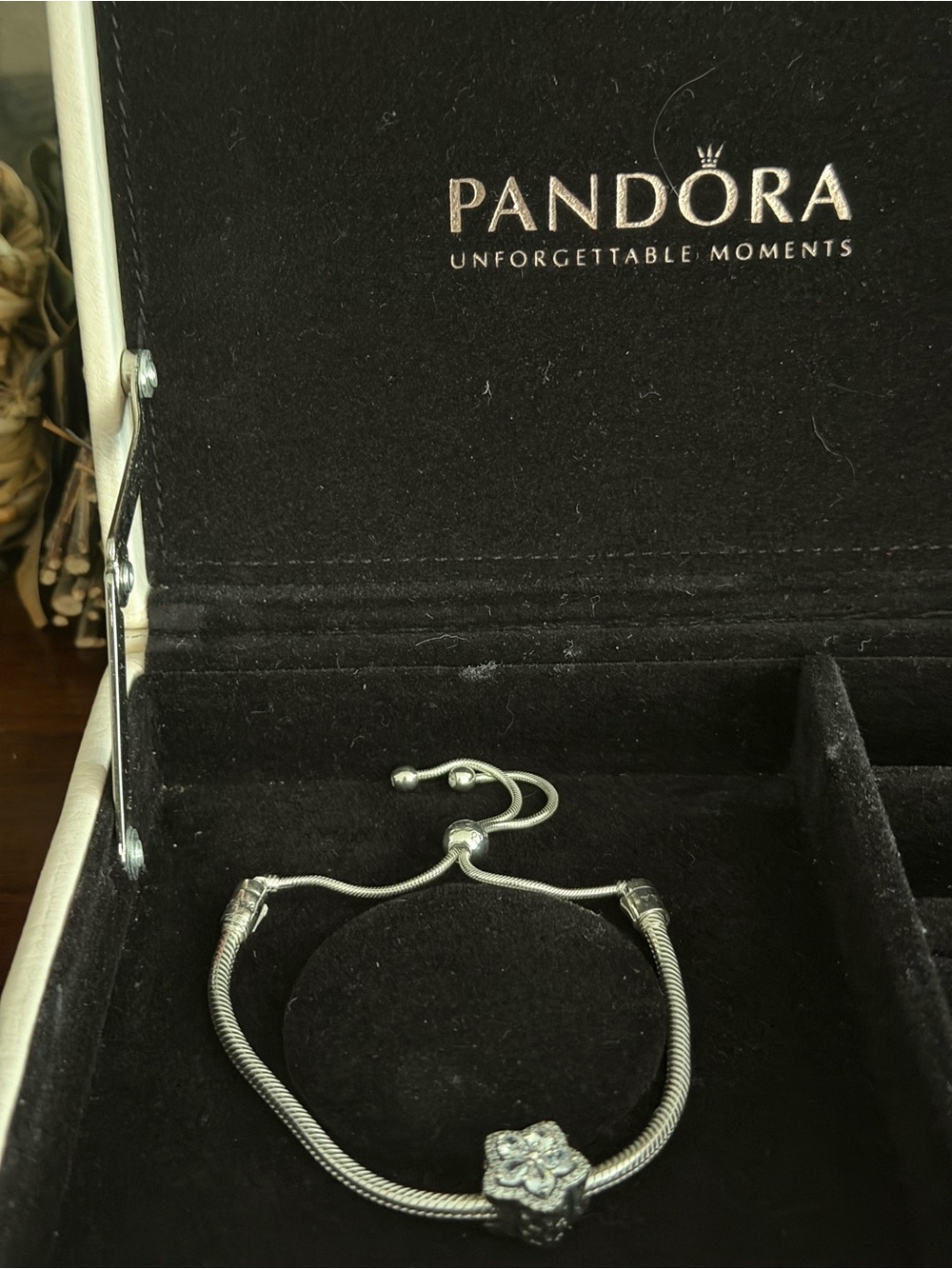 Pandora Silver Adjustable Bracelet with Floral Charm